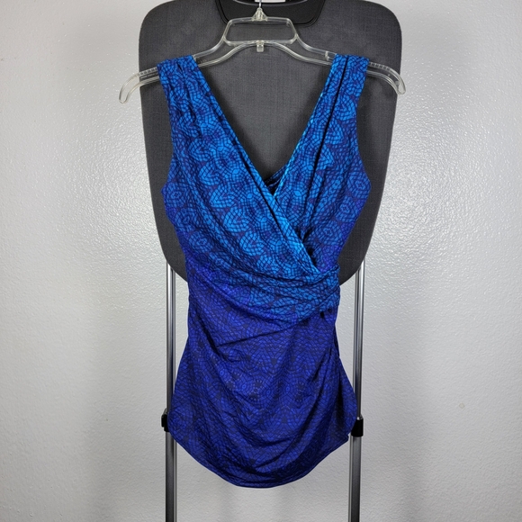 Lands' End Other - Lands End One Piece Swimsuit Multicolor Blue Purpl Built In Bra Women Size 8